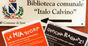 Foto insegna biblioteca civica Italo Calvino